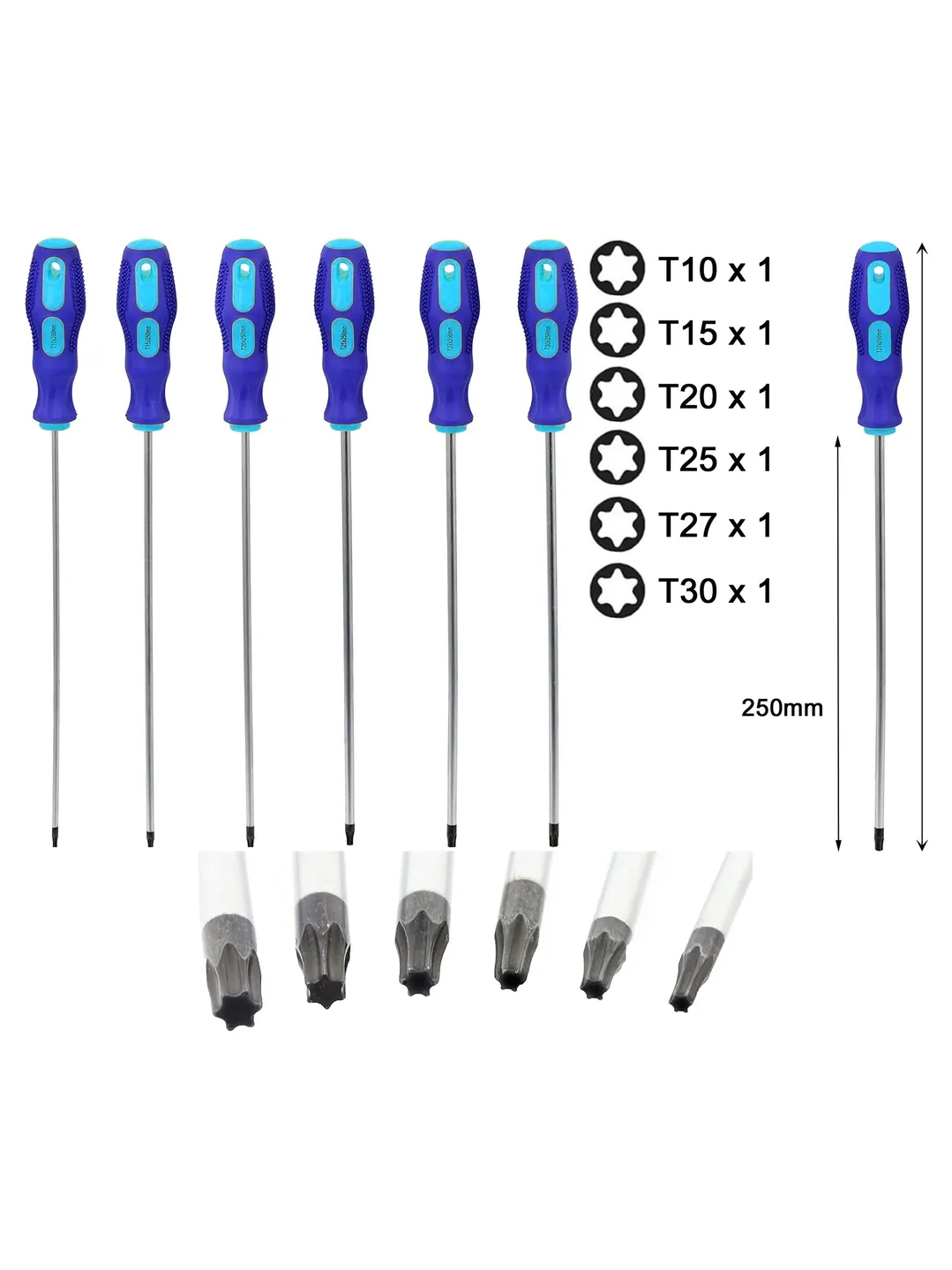 6‑Piece Extra‑Long Magnetic Torx Screwdriver Set – T10 to T30