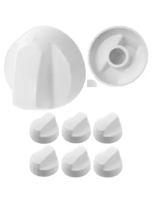 6‑Piece White Universal Control Knob Set & Adapters for Whirlpool Oven