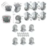 6 x 100mm Rubber Trolley Casters – Fixed Plate 80kg Load Metal + Screws