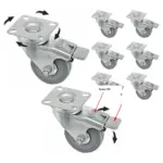 6 x 50mm Heavy-Duty Swivel Caster Wheels with Brake for Furniture