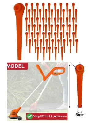 60 Plastic Replacement Blades for FLYMO SimpliTrim Battery Grass Trimmer