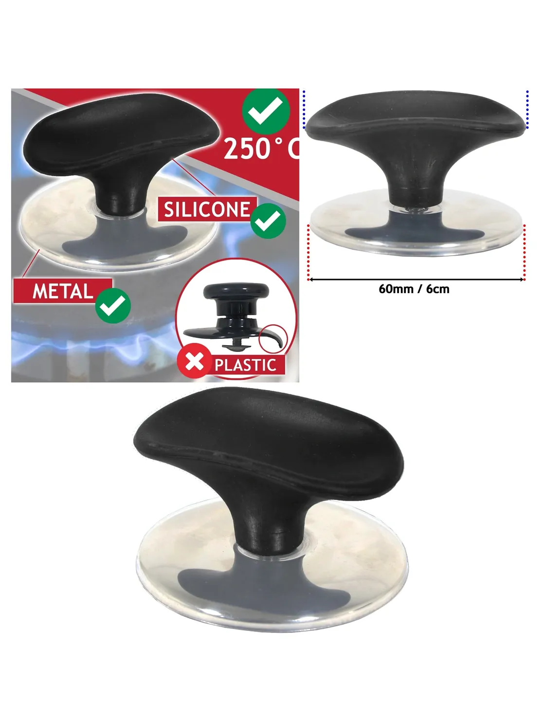 6cm Pot Lid Handle – Fits Saucepan Slow Cooker & Steamer