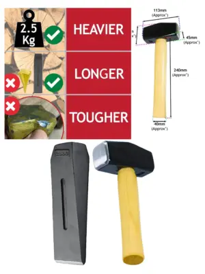 6lb Wood Splitting Maul with 10-Piece Chisel Wedge Set & 4lb Sledge
