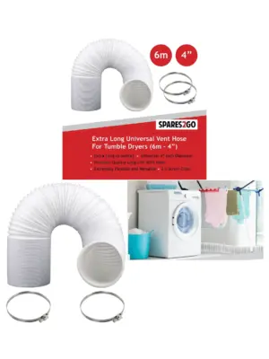 6m 100mm Hoover Dryer Vent Hose Kit with Screw Clips – Extra Long