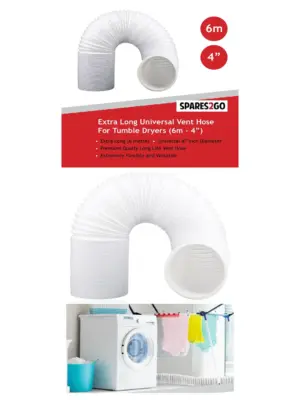 6m Extra Long Condenser Vent Hose for Indesit Vented Dryers
