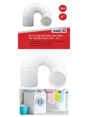 6m Extra-Long Condenser Vent Hose for Whirlpool Vented Tumble Dryer