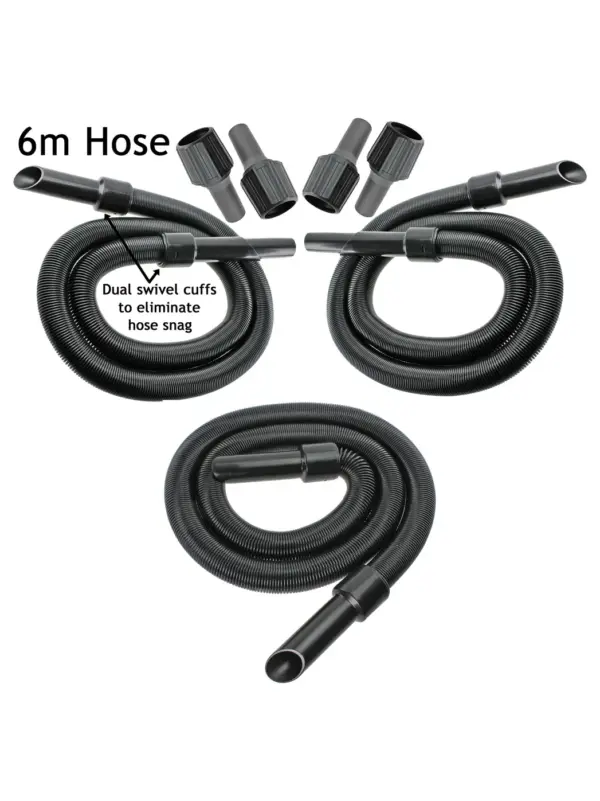 6m Extra-Long Karcher Vacuum Extension Hose with 3 Adapters