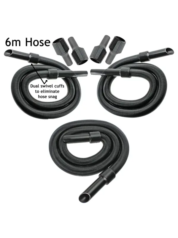 6m Extra Long Vacuum Hose Extension Kit for Wickes – 3 Adapters