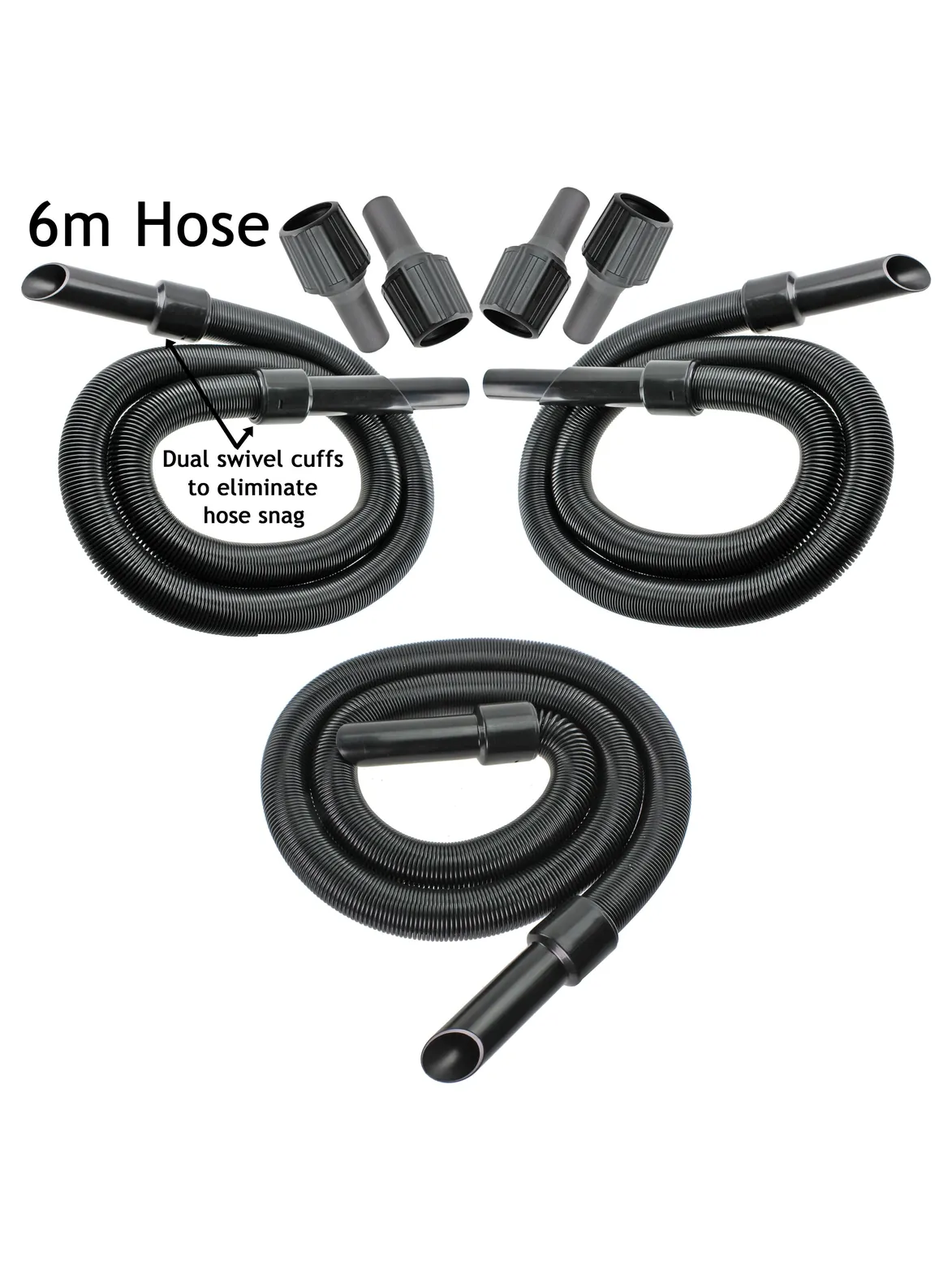 6m Extra Long Vacuum Hose Extension Kit for Wickes – 3 Adapters