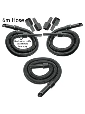 6m Extra Long Vacuum Hose Kit for Titan Cleaner – 3 Adapters