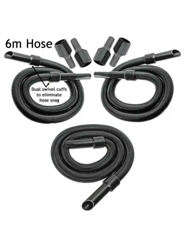6m Extra Long Vacuum Hose Kit for Titan Cleaner – 3 Adapters