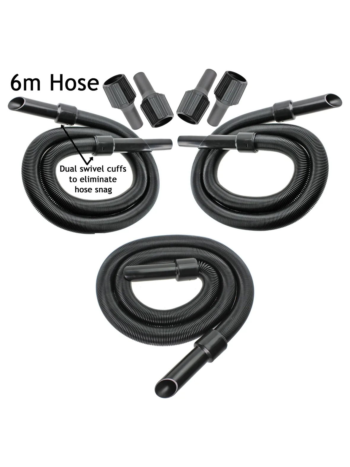 6m Extra-Long Vacuum Hose Kit for Wessex Cleaners – Hose + 3 Adapters