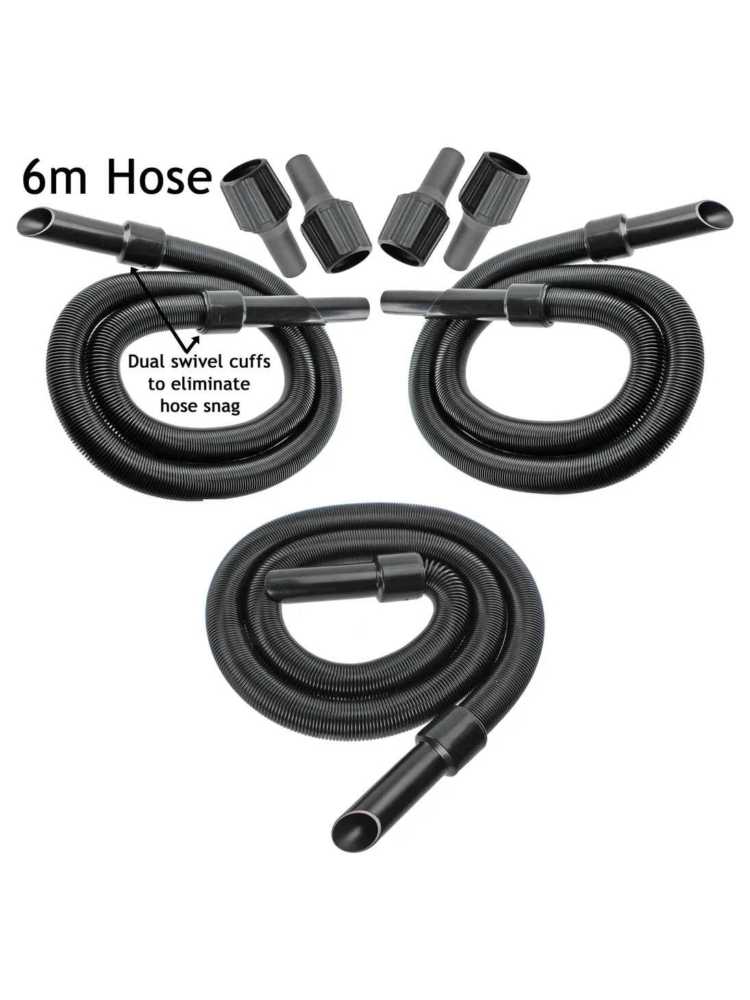 6m Extra‑Long Vax Vacuum Cleaner Hose Kit with 3 Adapters