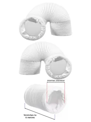 6m Flexible PVC AC Duct Hose – 15cm (5.9") Universal Vent Pipe