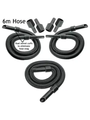 6m Long Vacuum Hose Kit for Numatic Henry & Hetty with 3 Adapters