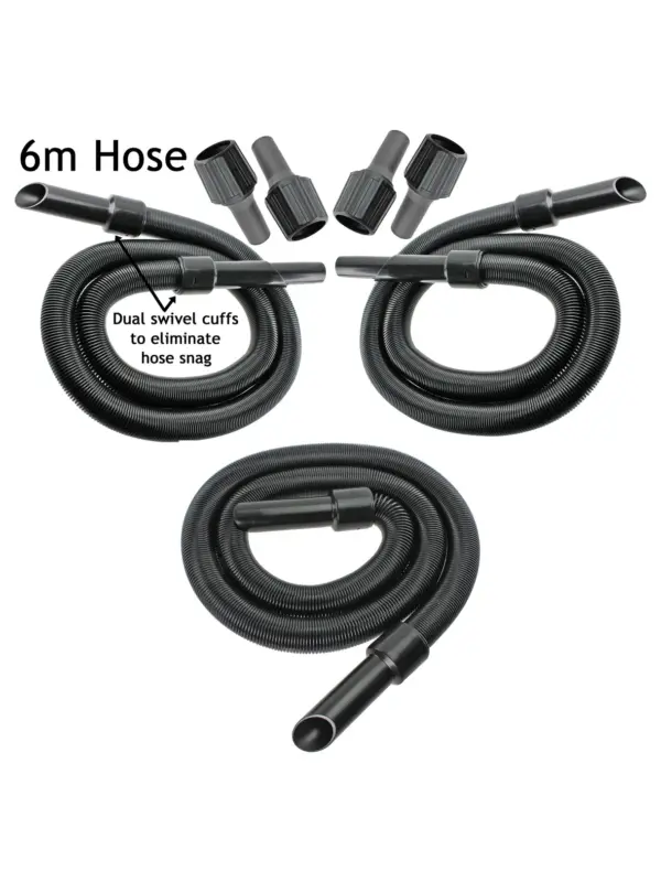 6m Nilfisk Vacuum Hose Extension Kit – 6‑meter Pipe with 3 Adapters