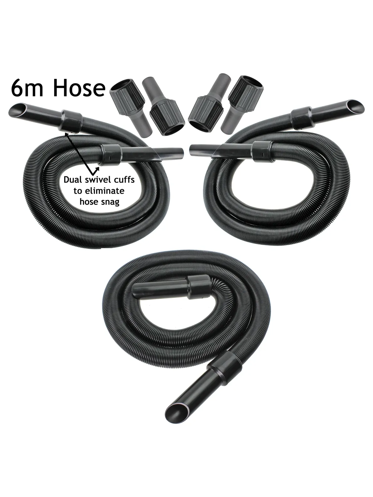 6m Vacmaster Vacuum Hose Extension Kit with 3 Adapters
