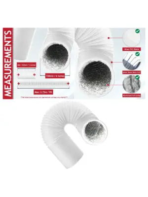 6m x 2.5m Insulated PVC Cooker Hood Vent Hose with Aluminum Foil