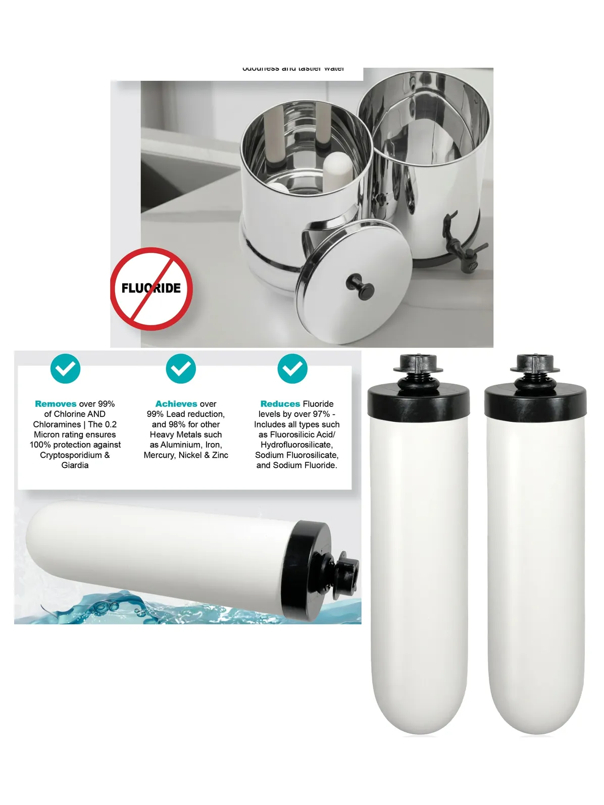 7‑inch Ceramic Gravity Filter Candle – 2 Pack for Berkefeld Berkey