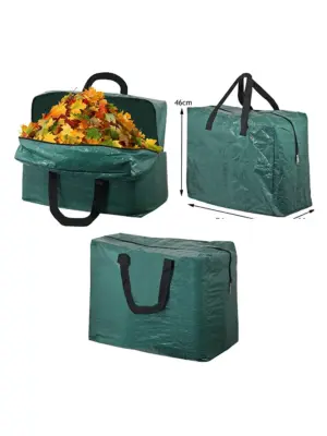 75L Green Garden Waste Bag with Zip Closure for Leaves and Grass