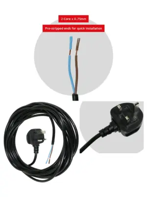 8.4m Black Angle Grinder Power Cord – UK Plug