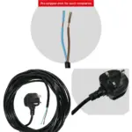 8.4m Black Power Cord with UK Plug for B&Q Lawn Mower & Strimmer