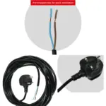 8.4m Black UK Plug Heavy-Duty Mains Power Cable for Hedge Cutters