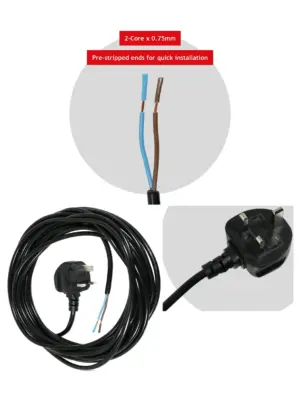 8.4m Black UK Plug Mains Power Cable for Blender & Juicer