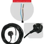 8.4m Black UK Plug Power Cord for Numatic Basil Vacuum Cleaner