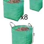 8 Heavy‑Duty Large Garden Waste Bags – Tear‑Resistant Woven Plastic