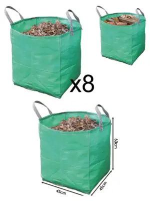 8 Heavy‑Duty Large Garden Waste Bags – Tear‑Resistant Woven Plastic