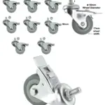 8 Pack 50mm M10 Swivel Brake Caster Wheels, Non‑Marking, Bolts