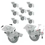 8-Pack 50mm Swivel Brake Caster Wheels for Furniture with Screws