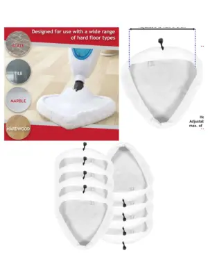 8-Pack Reusable Microfiber Cleaning Pads for VonHaus Steam Mop