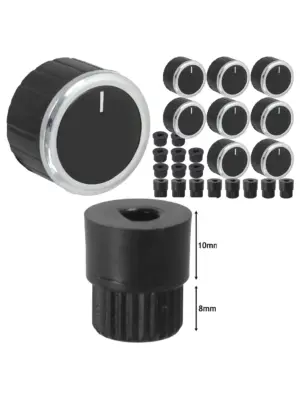 8-Piece Black Universal Oven & Hob Switch Knob Set with Adaptors