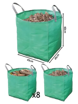 8 x 120L Heavy-Duty Woven Garden Waste Bags – Leaves, Branches & Tree