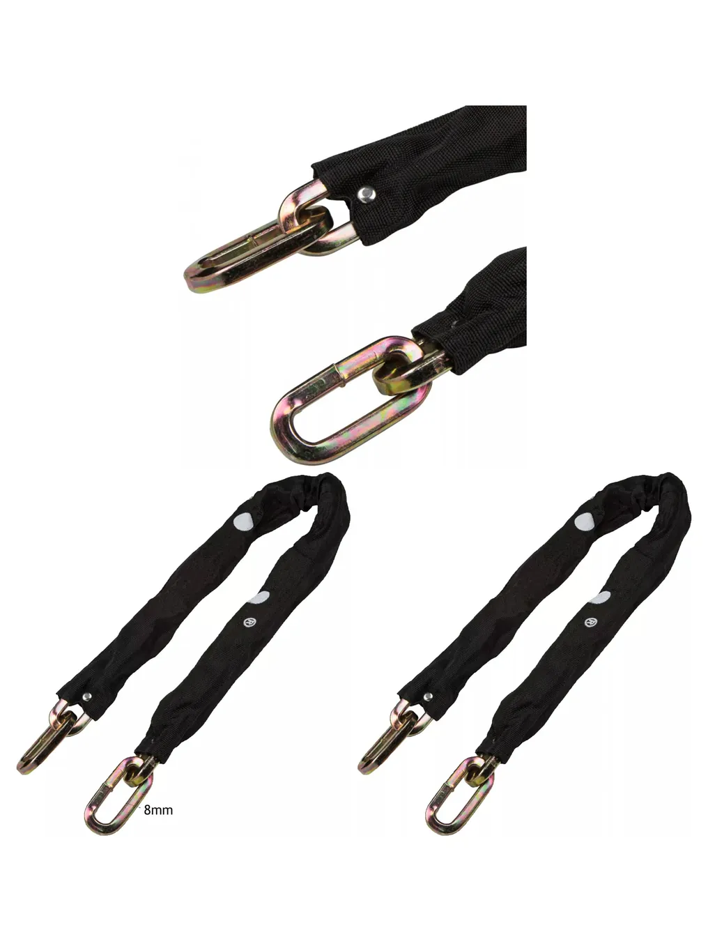 8mm x 3ft Hardened Steel Link Chain Lock for Bikes & Motorcycles
