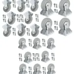 8pcs 100mm Rubber Caster Wheels – Fixed Metal Plate 80kg Load + Screws