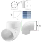 90° AC Duct Elbow Male Connector – 150mm (6mm) Vent Pipe for HVAC
