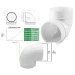 90° HVAC Duct Elbow Male Connector 5/125mm Vent Hose Pipe