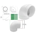 90° Hydroponic Elbow Duct Pipe 5/125mm Male Vent Connector Grow Room