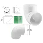 90° Kitchen Exhaust Duct Elbow - 125mm Male Vent Pipe Connector
