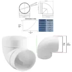 90° Kitchen Hood Duct Elbow Pipe - 150mm Male Vent Connector
