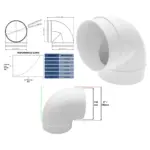 90° Male Duct Elbow Connector - 150mm Universal Vent Pipe Fitting