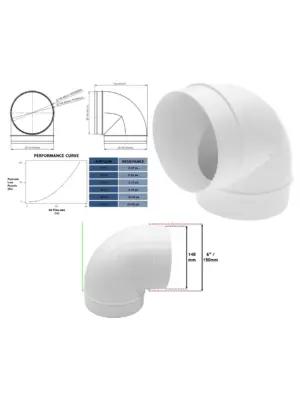 90° Male Duct Elbow Connector - 150mm Universal Vent Pipe Fitting