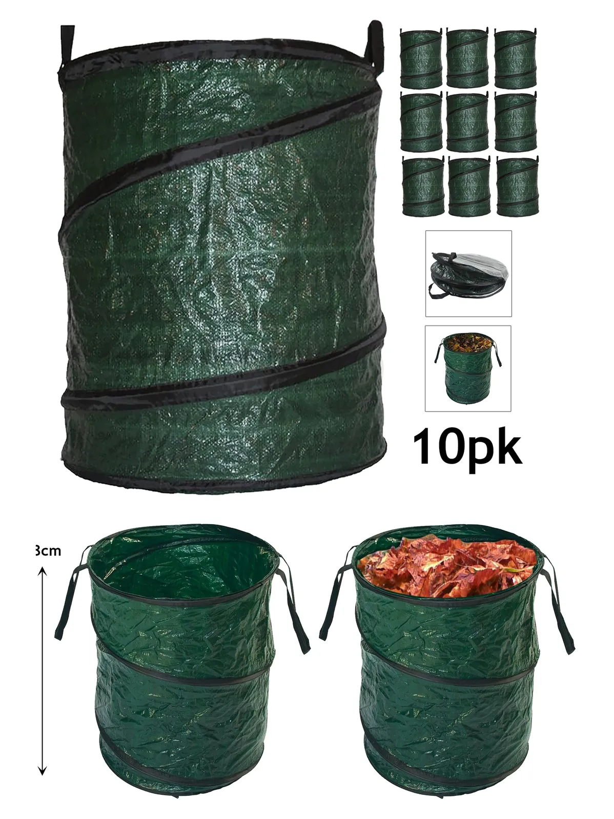 90L Collapsible Garden Waste Bag Reusable with Carry Handles