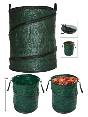 90L Pop-Up Garden Waste Bag with Handles Reusable Large Trash Sack