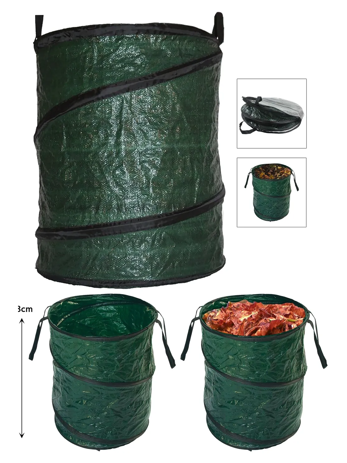 90L Pop-Up Garden Waste Bag with Handles Reusable Large Trash Sack