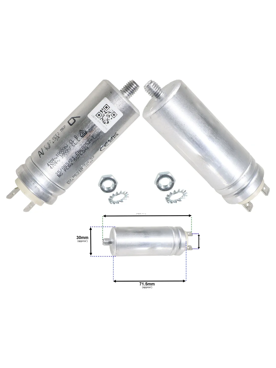 9µF Dryer Capacitor for Beko B5T49237W, BDS8534W & BDP810W
