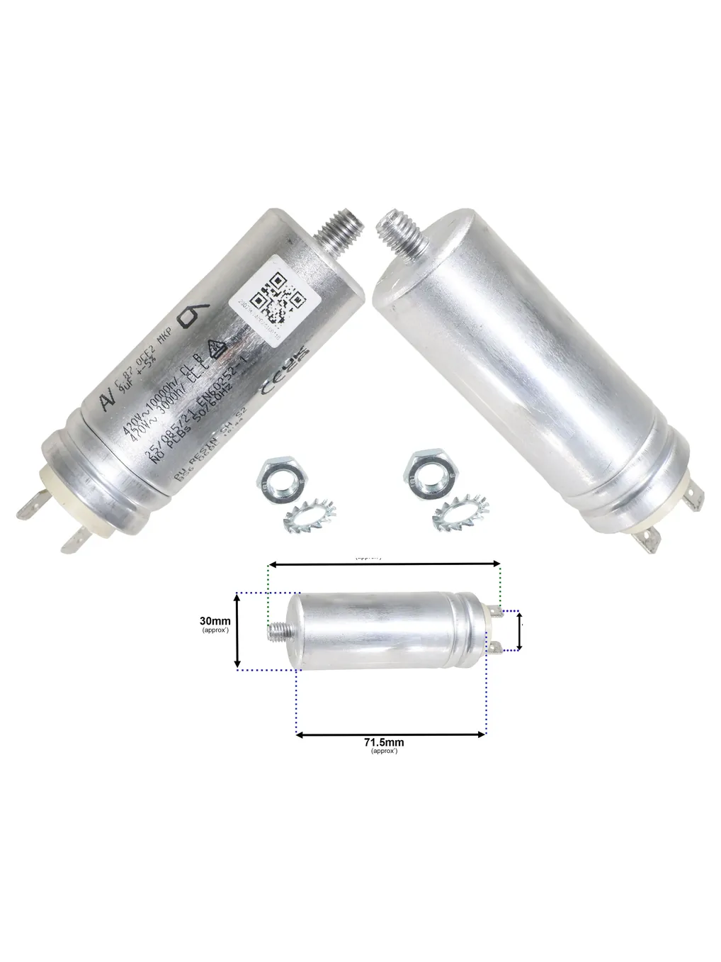 9µF Replacement Capacitor for Logik LHP10W25/LHP8W25 Tumble Dryer